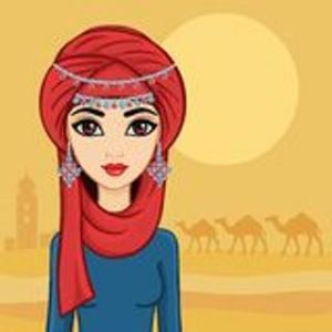 arab-girl-turban-desert-vector-illustration-49059694